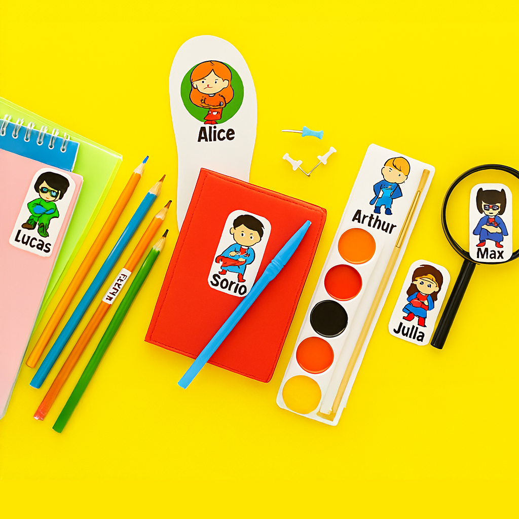 Etiquetas para acessórios de escola